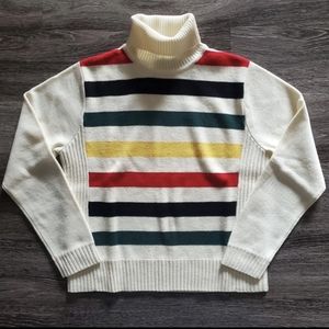 Signature Pendleton Glacier Park Turtleneck Merino Wool 🦙 Sunset Stripe